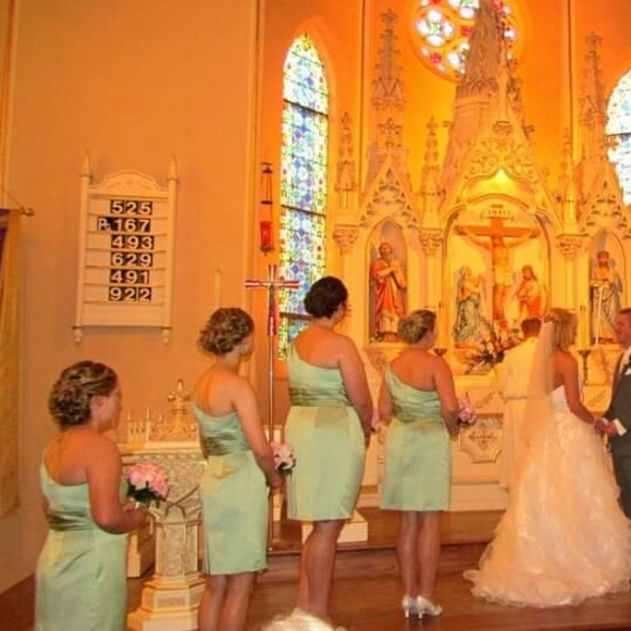 David's Bridal Mint Bridesmaid Dress - Picture 14 of 16